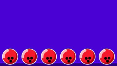 Mor çerçevenin alt köşesinde aynı kırmızı bovling topu altı balon çoklu seçim ya da seçim ekranını temsil ediyor.