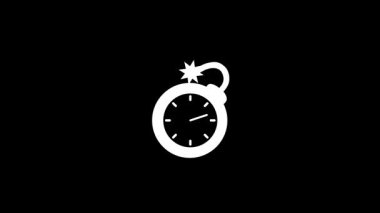 Patlayıcı cihazın ortasına bir zamanlayıcı yerleştirilmiş, yanan bir fünye ve analog saat yüzüyle stilize edilmiş beyaz bomba ikonu tasvir edilir.