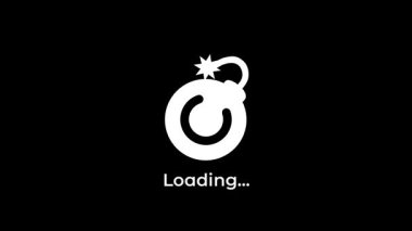 İlk ekran, üzerinde stilize bomba simgesi olan dairesel bir yükleme grafiği içerir ve sistem başlatma işlemini gösteren siyah bir arkaplan üzerine yükleme sözcüğü