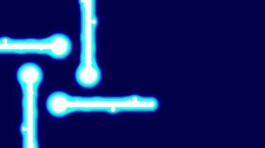 Parlak dairesel uçlu dört parlayan mavi dijital çubuk çok koyu mavi arkaplan elementine karşı biçimlendirilmiş bir dönüşümlü formasyonda konumlandırılmıştır.