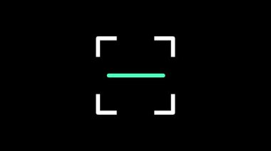 Tek bir yeşil tarama çizgisi, basit bir lazer tarayıcıyı veya çizgi tanıma aracını temsil eden koyu bir arkaplan üzerinde beyaz bir parantez içinde merkezlenir