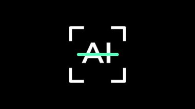 AI harfleri, yapay zeka işlemcisini ya da mantığını temsil eden yeşil çizgili beyaz tarama parantezleri içerisindedir.