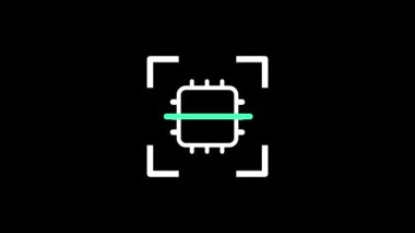 Grafik, donanım tanılarını veya entegre devre doğrulama teknolojilerini temsil etmek için taranan bir bilgisayar mikroçipi tasvir ediyor.