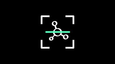 Bir dijital gözlemci, karmaşık kimyasal bileşiklerin ve biyolojik maddelerin taranması ve analizinde yapay zekanın kullanımını temsil eden bir moleküler yapı ikonunu çerçeveler.