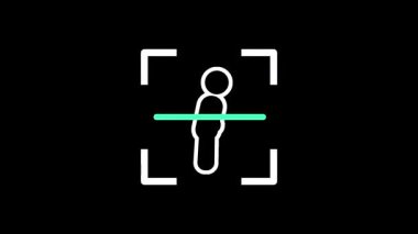 Yürüyen bir insan figürü, bir tarama çerçevesinde yayanın hareket verisinin saptanması veya izlenmesini temsil etmek için görüntülenir.