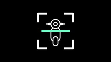 Bir motor scooter simgesi dijital tarayıcı tarafından iki tekerlekli şehir taşımacılığının tanınmasını temsil etmek için çerçevelenmiştir.