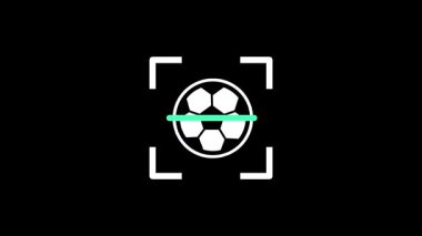 Klasik siyah-beyaz futbol topu, yüksek teknoloji tarama sistemi tarafından izlendiği için spor ve atletizm dünyasını temsil eden köşeler içindeki yeşil çizgiye odaklanmıştır.