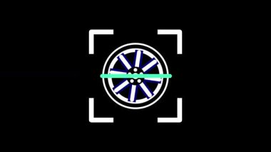 Beyaz konuşma çarkı veya geometrik dairesel desen, bir dijital bilgisayar programı içinde mekanik parçaları veya bir sembolik ilerleme çarkını temsil etmek için tarama sensörü tarafından analiz ediliyor