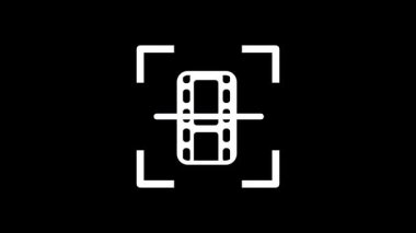 Dikey beyaz film şeridi dijital arayüz tarafından video üretimini veya dijital işleme veya arşivleme amacıyla taranan görüntü dizisini belirlemek için çekilir.