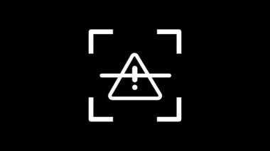 Bir ünlem işareti içeren beyaz bir üçgen, kritik bir uyarı veya bilgisayar kullanıcısından acil ilgi gerektiren bir sistem hatasını göstermek için bir tarama çizgisi üzerine yerleştirilir.