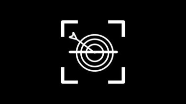 Merkeze ok atan beyaz bir hedef, belirli bir hedefin başarıyla tamamlandığını sembolize etmek için dijital arayüz tarafından taranırken doğruluğu ve başarıyı temsil eder.