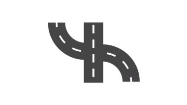 İki dolambaçlı yol segmenti zıt yönlerde dönerek arazide karmaşık bir yol oluşturur.