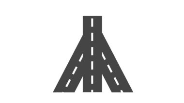 Bir otoyol birleştirme noktası yüksek hacimli trafik akışını yönetmek için tek bir yolda birleşen üç şerit içerir.