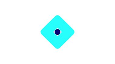 Açık mavi bir elmas, modern bir şirket için basit ama etkili bir geometrik simge oluşturmak için çapraz dizilmiş iki küçük koyu mavi daire içerir.