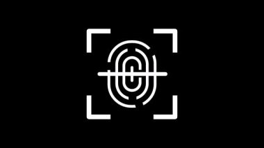 Odak köşeleri tarafından çerçevelenmiş biyometrik parmak izi tarayıcısı yüksek güvenlik erişim kontrolü için kullanılan kesin bir kimlik doğrulama teknolojisini temsil etmektedir