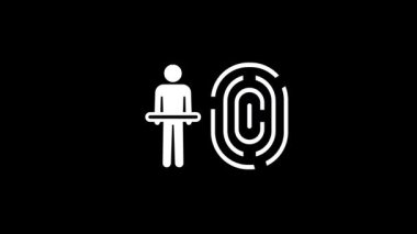 Parmak izi simgesinin yanında duran insan figürü bireysel bir kimlik ile onların eşsiz biyometrik veri profili arasındaki bağlantıyı sembolize eder.