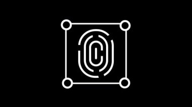 Kare hedef çerçevesi içinde ortalanmış parmak izi simgesi, güvenlik amacıyla biyometrik verilerin yakalanması için aktif bir tarama sürecini temsil ediyor