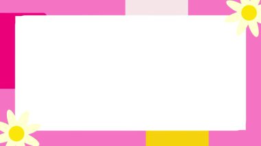 This bright design displays a bold pink border decorated with white daisy-style flowers in the corners creating a vibrant and energetic look for any name tag or personalized message display20