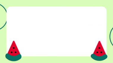 Yeşil kabuklu taze karpuz dilimleri ve kırmızı hamurla donatılmış soluk yeşil bir çerçevenin altında otururken eğlenceli ve ferahlatıcı bir yaz havası uyandırmak için herhangi bir günlük etiket 20