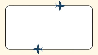 Minimalist seyahat teması, basit bir siyah anahat etrafında uçan küçük mavi uçak simgeleri tarafından sergilenir. Bu da bagaj etiketleri veya seyahat notları için mükemmel bir seçim olur.
