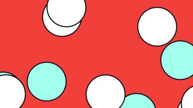 Büyük beyaz ve nane yeşili baloncuklar, parlak kırmızı bir arkaplanda eğlenceli bir duvar kağıdı için cesur ve yüksek kontrastlı desen oluşturarak şakacı bir şekilde süzülür.