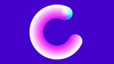 Kalın mor ve pembe eğimli bir tüp düz bir harf şeklinde kıvrılır. Derin ve katı bir menekşe tuvalinin ortasında zarif bir şekilde yüzer.