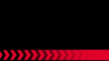 Tekrarlayan sembollü yatay kırmızı bant, uyarı veya yönsel akışı belirtmek için siyah arkaplan boyunca uzanır