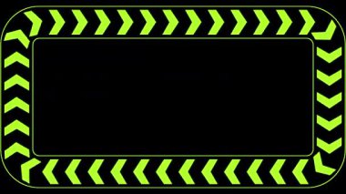 Parlak yeşil ve siyah sembollü dikdörtgen bir çerçeve, arayüzün belirli bir merkezi alanını vurgulamak için boş bir siyah alanı çevreler.