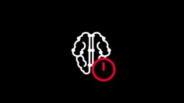 Kırmızı zamanlayıcı içeren bir insan beyni simgesi, bilişsel bir görev veya zihinsel bir meydan okuma için derin düşünme süresi veya sınırlı bir süreyi temsil eder.