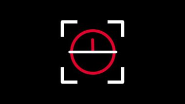 Bir odak çerçevesi görüntüleyici içinde meydana gelen zamanlanmış bir tarama süreci veya görsel bir ölçüm önermek için kırmızı bir hız göstergesi veya zamanlayıcı simgesini sarar