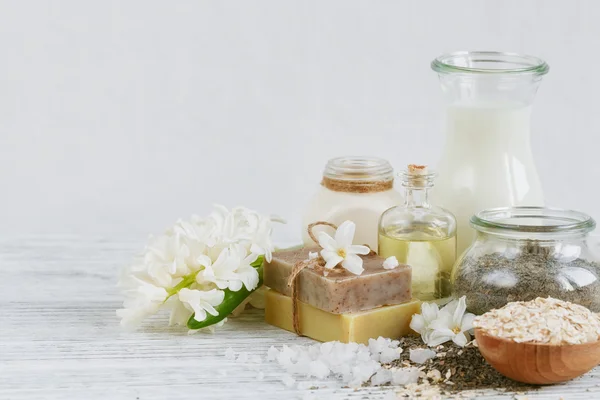 Ingredientes naturales para mascarilla facial y corporal casera (exfoliante ) — Foto de Stock