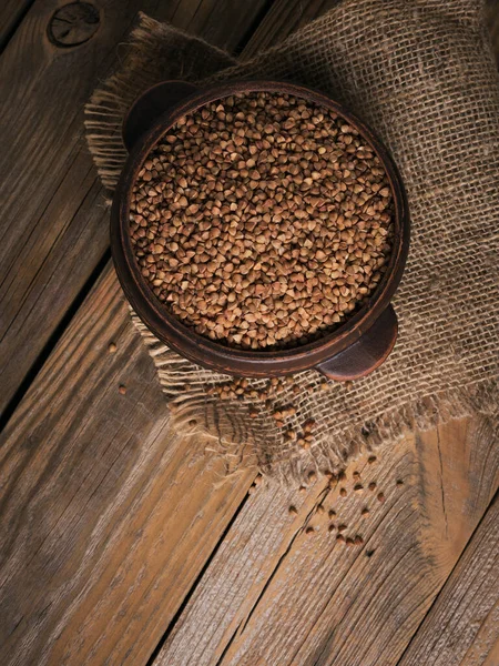 Buchweizen Grütze Von Oben Körner Von Rohem Buchweizen Als Hintergrundtextur — Stockfoto