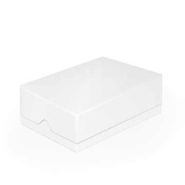 Vektör Ambalaj: Beyaz gri kapalı cep telefonu veya ayakkabı kutusu izole beyaz arka plan üzerinde. Tasarıma hazır maket şablonu.