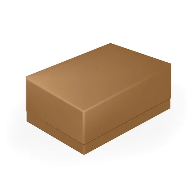 Vektorverpackung: braunes geschlossenes Handy oder Schuhkarton auf isoliertem weißem Hintergrund. Mock-up-Vorlage bereit für das Design. — Stockvektor