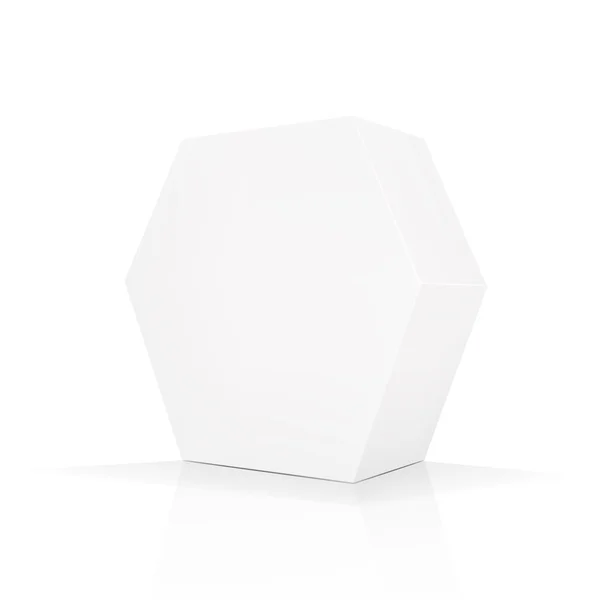 VECTOR PACKAGING: White gray hexagon packaging box on isolated white background. Mock-up template ready for design. — Stock Vector