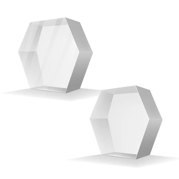 Set of White gray hexagon packaging box — Stock Vector