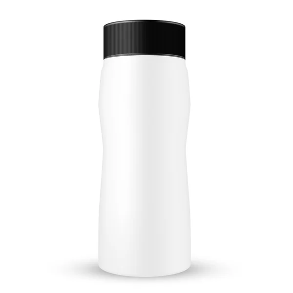 Recipiente líquido blanco alto con tapa / tapa de tornillo acanalado negro — Vector de stock