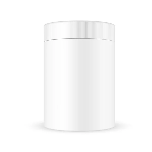 White wide round container with ribbed screw cap / lid — стоковый вектор