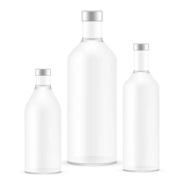 Készlet, fehér, szürke, üres üveg palackok — Stock Vector
