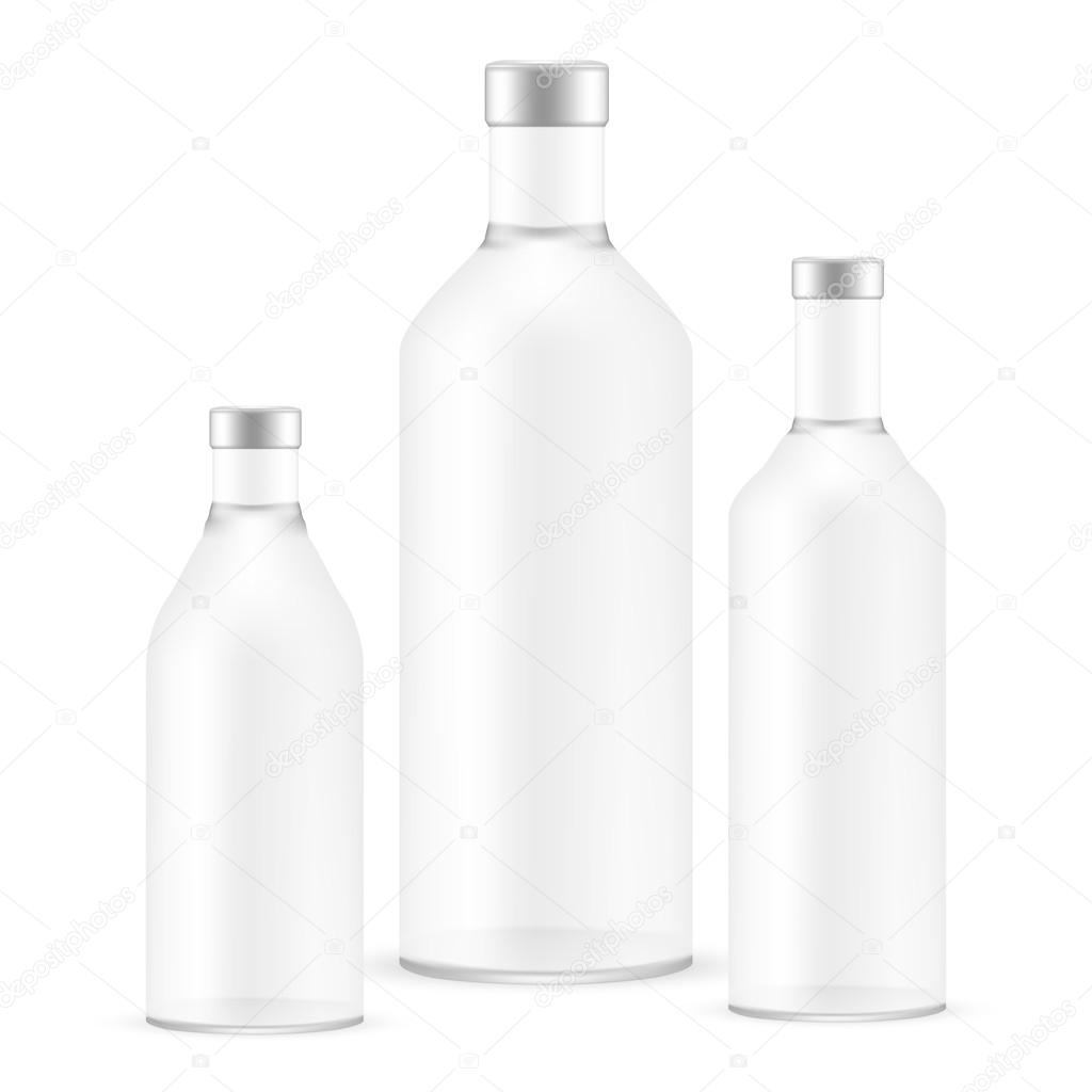 SET of white gray empty glass bottles 