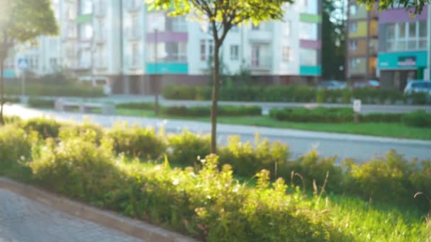 Trött kvinnlig löpare som vilar efter jogging. — Stockvideo