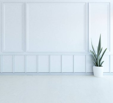Geniş bir İskandinav aydınlatma odası fikri. Büyük bir duvarı var. Arkaplan iç mimarisi. Minimalist ev fikri iç mekan. 3B illüstrasyon
