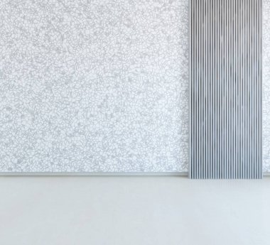 Minimalist oturma odasının içinde ahşap zemin var. İç kısımları kuzeyli. 3B illüstrasyon