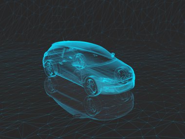 3D gri bir arka plan şeffaf araba