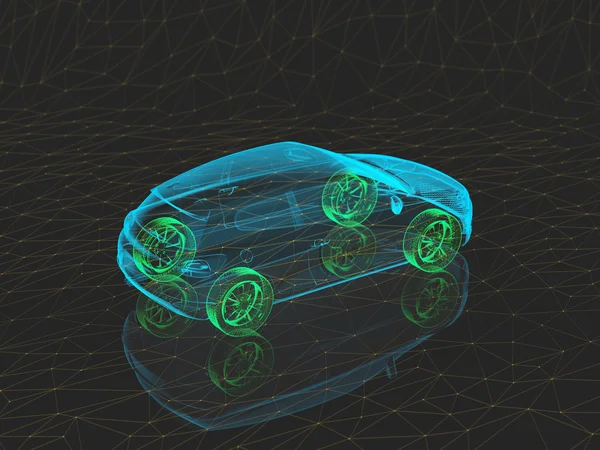 X-Ray conceptauto met groene wielen — Stockfoto