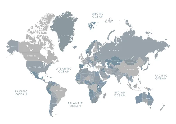 Címkézés rendkívül részletes világtérkép — Stock Vector