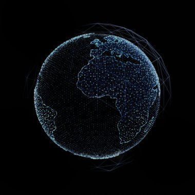 Siyah bir zemin üzerine toprak hologram. Siyah bir zemin üzerine toprak hologram. 3D çizim