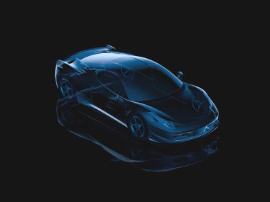 bir İtalyan otomobil 3D render. X-ışını kavramı fütüristik lüks 