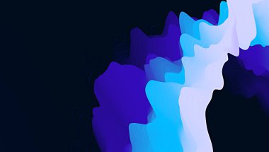 3D soyut dalga arkaplanı, mavi, orta pembe ve çok koyu morumsu renklerle. Doku, arkaplan ya da duvar kağıdı olarak kullanılabilir. Dijital 3d illüstrasyon