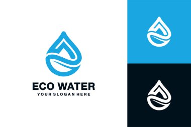 Aerodinamik bir su damlası ve entegre bir yaprak çizgisi içeren minimalist bir eko su logosu. Çevre markaları, su hizmetleri, filtreleme ürünleri ve basit, zarif bir marka isteyen sürdürülebilir yaşam tarzı işletmeleri için uygun..